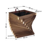 Ξύλινη Γλάστρα Τετράγωνη στριφτή 50 x 50 x 60 cm βαρέως τύπου - Image 2