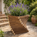 Ξύλινη Γλάστρα Τετράγωνη στριφτή 50 x 50 x 60 cm βαρέως τύπου