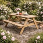Ξύλινο τραπέζι πικ νικ 200 x 151 cm (6-8 άτομα)